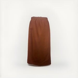 Vtg 80s Midi Skirt Womens M Rust Brown Wool Blend Academia Preppy Heritage